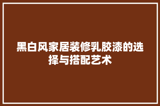 黑白风家居装修乳胶漆的选择与搭配艺术