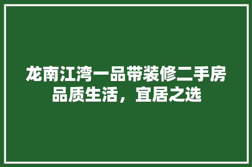 龙南江湾一品带装修二手房品质生活，宜居之选