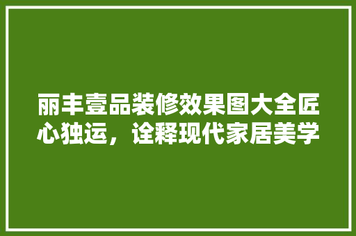 丽丰壹品装修效果图大全匠心独运，诠释现代家居美学