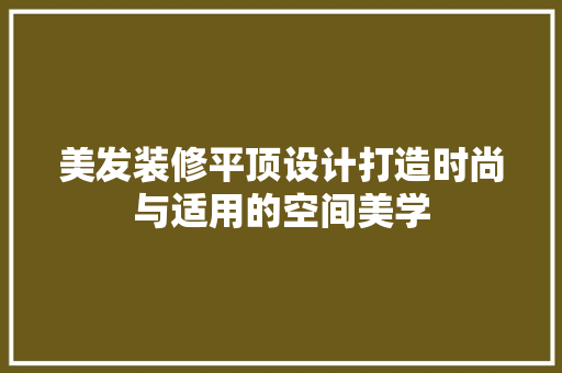 美发装修平顶设计打造时尚与适用的空间美学