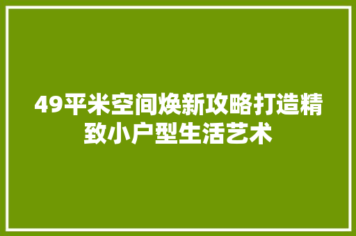 49平米空间焕新攻略打造精致小户型生活艺术
