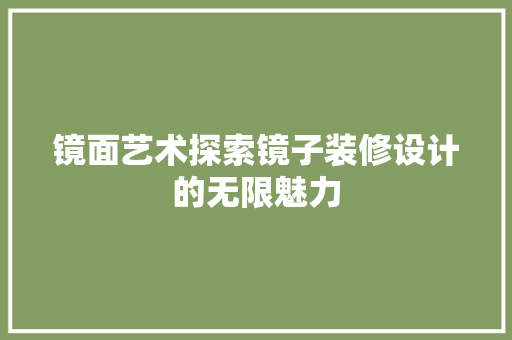 镜面艺术探索镜子装修设计的无限魅力