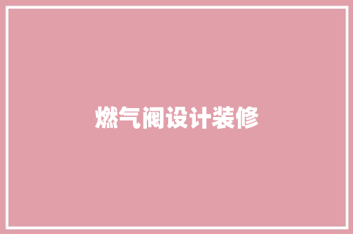 燃气阀设计装修