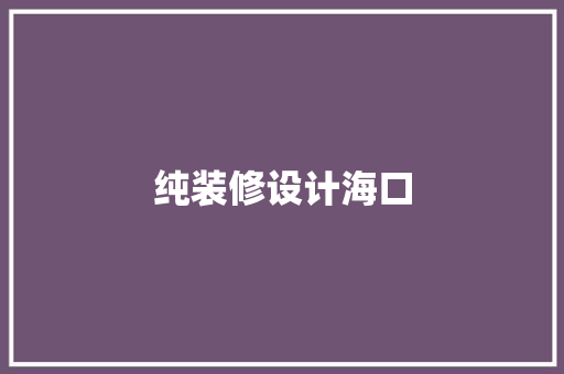 纯装修设计海口