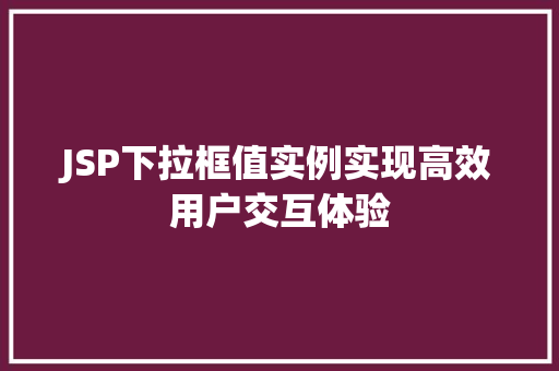 JSP下拉框值实例实现高效用户交互体验