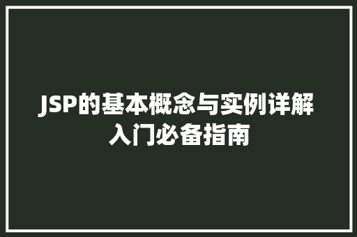 JSP的基本概念与实例详解入门必备指南