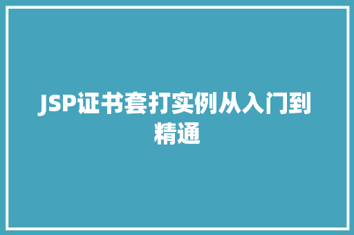 JSP证书套打实例从入门到精通