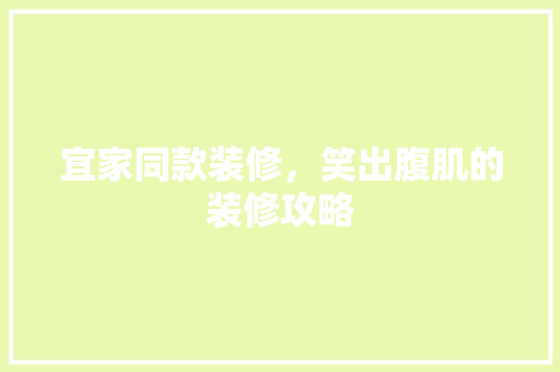 宜家同款装修，笑出腹肌的装修攻略