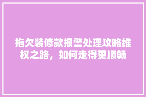 拖欠装修款报警处理攻略维权之路，如何走得更顺畅