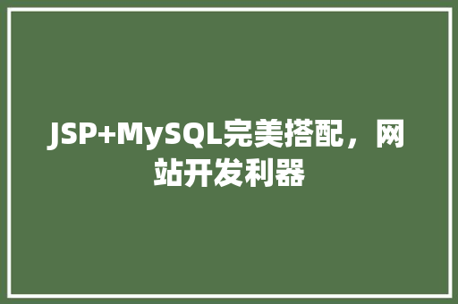 JSP+MySQL完美搭配，网站开发利器