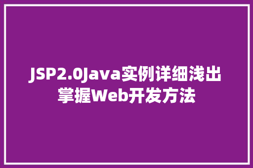 JSP2.0Java实例详细浅出掌握Web开发方法  第1张