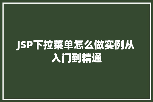 JSP下拉菜单怎么做实例从入门到精通