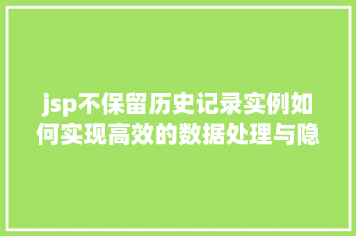 jsp不保留历史记录实例如何实现高效的数据处理与隐私保护
