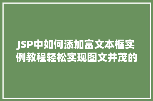 JSP中如何添加富文本框实例教程轻松实现图文并茂的网页内容  第1张