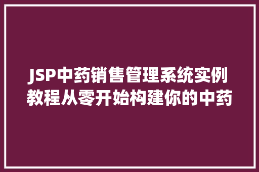 JSP中药销售管理系统实例教程从零开始构建你的中药销售平台  第1张