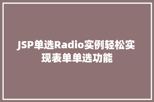 JSP单选Radio实例轻松实现表单单选功能