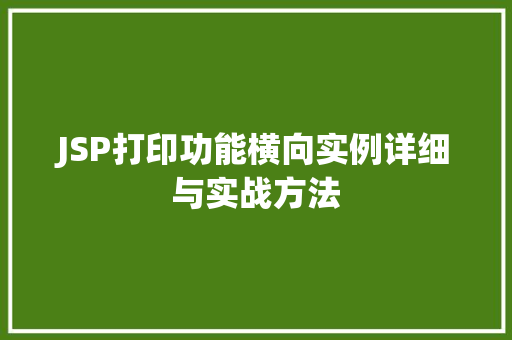 JSP打印功能横向实例详细与实战方法