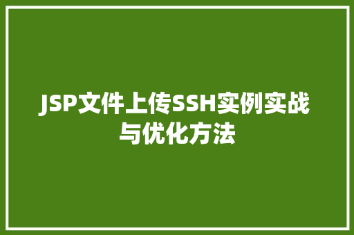 JSP文件上传SSH实例实战与优化方法