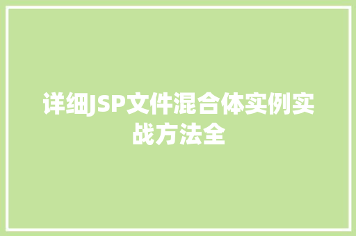 详细JSP文件混合体实例实战方法全