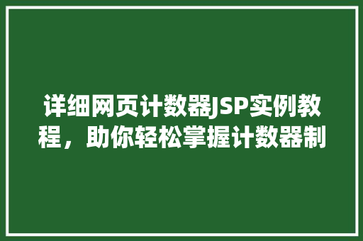 详细网页计数器JSP实例教程，助你轻松掌握计数器制作方法