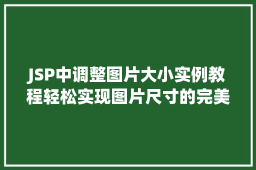 JSP中调整图片大小实例教程轻松实现图片尺寸的完美控制