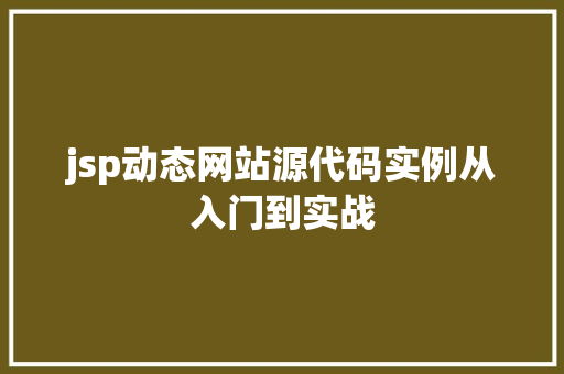 jsp动态网站源代码实例从入门到实战