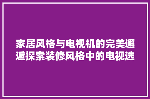 家居风格与电视机的完美邂逅探索装修风格中的电视选择艺术