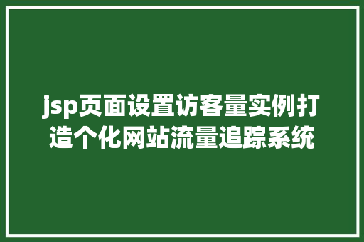 jsp页面设置访客量实例打造个化网站流量追踪系统
