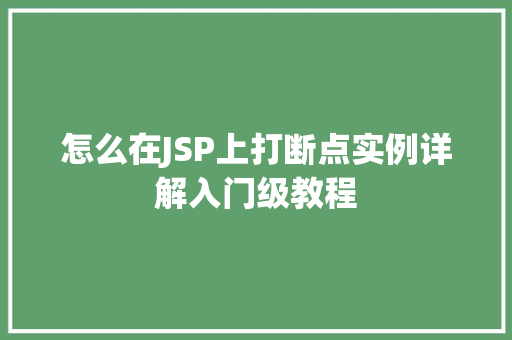 怎么在JSP上打断点实例详解入门级教程