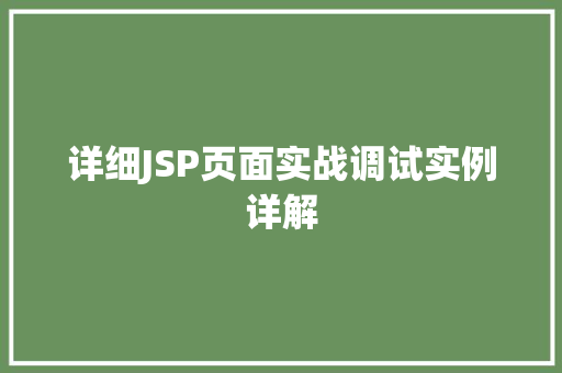 详细JSP页面实战调试实例详解