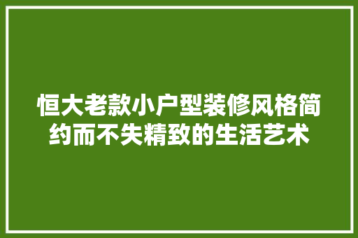 恒大老款小户型装修风格简约而不失精致的生活艺术
