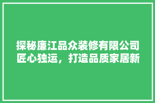 探秘廉江品众装修有限公司匠心独运，打造品质家居新篇章  第1张