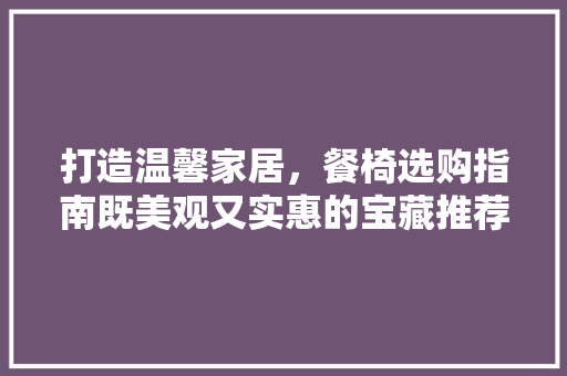 打造温馨家居，餐椅选购指南既美观又实惠的宝藏推荐