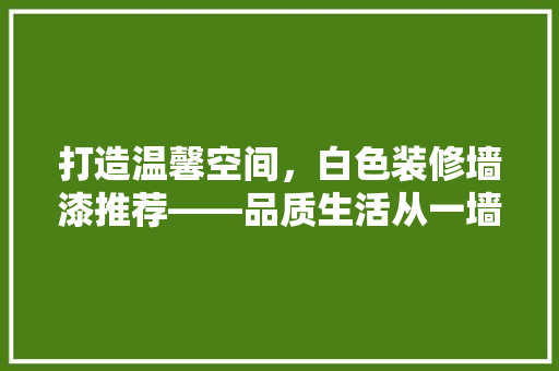 打造温馨空间，白色装修墙漆推荐——品质生活从一墙之隔开始