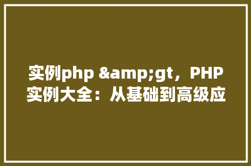 实例php &gt，PHP实例大全：从基础到高级应用
