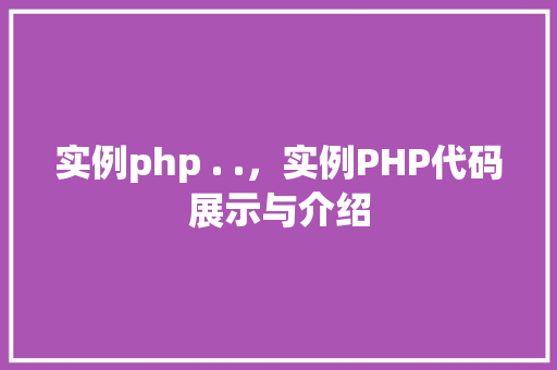 实例php . .，实例PHP代码展示与介绍