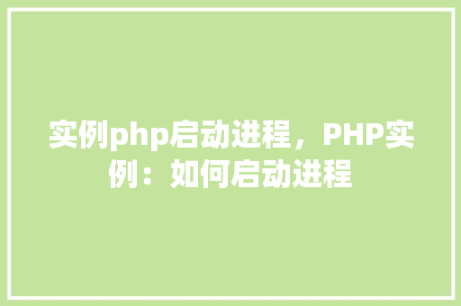 实例php启动进程，PHP实例：如何启动进程