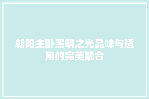 朝阳主卧照明之光品味与适用的完美融合