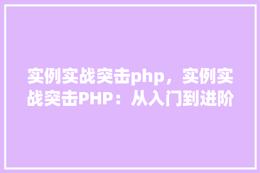 实例实战突击php，实例实战突击PHP：从入门到进阶的实战例子介绍