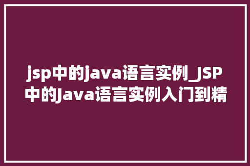 jsp中的java语言实例_JSP中的Java语言实例入门到精通