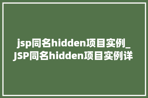 jsp同名hidden项目实例_JSP同名hidden项目实例详细与实战指南