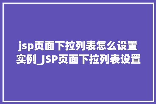jsp页面下拉列表怎么设置实例_JSP页面下拉列表设置实例轻松打造美观适用的选择框