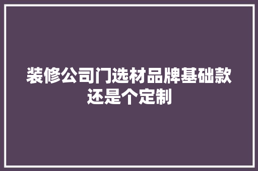 装修公司门选材品牌基础款还是个定制