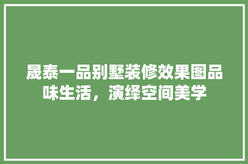 晟泰一品别墅装修效果图品味生活，演绎空间美学