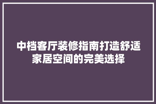中档客厅装修指南打造舒适家居空间的完美选择