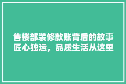 售楼部装修款账背后的故事匠心独运，品质生活从这里启航