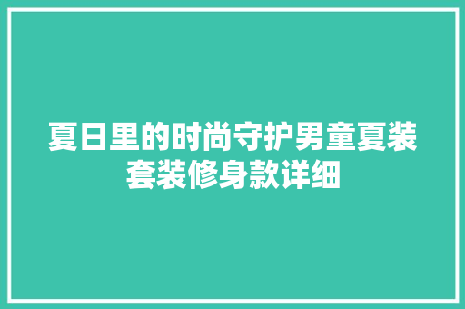 夏日里的时尚守护男童夏装套装修身款详细