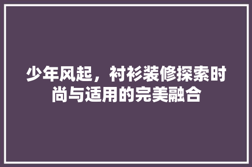 少年风起，衬衫装修探索时尚与适用的完美融合