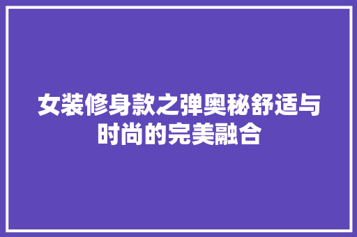 女装修身款之弹奥秘舒适与时尚的完美融合