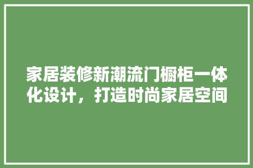 家居装修新潮流门橱柜一体化设计，打造时尚家居空间
